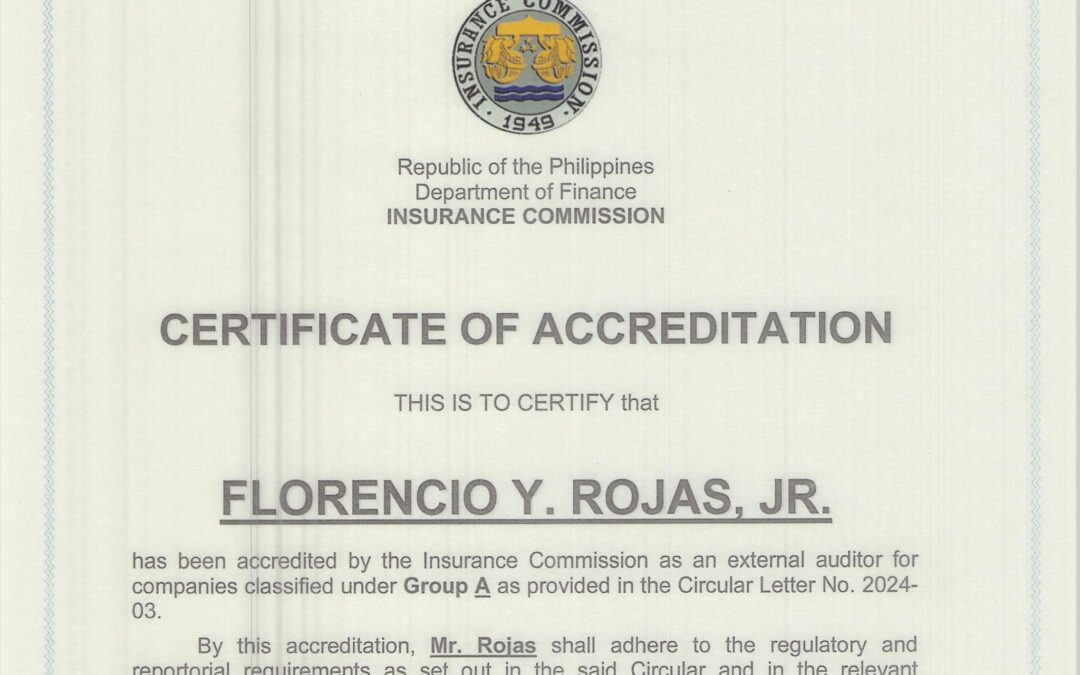 FY Rojas CPA’s new Insurance Commission Accreditation!